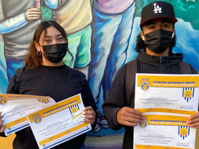 Boyle Heights Technology YouthSource Center participants with their program certificates