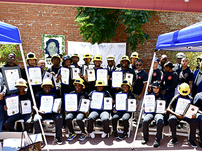 Youth apprentices recently graduated from the Summer 2021 Command LA Youth Fire Academy program