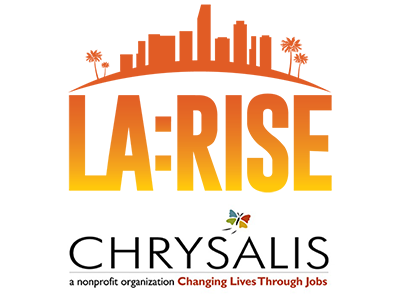 LA:RISE and Chrysalis stacked logos
