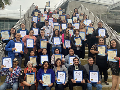 The forty-two graduates of the first Spanish language Entrepreneur Training Program led by ICON CDC, operator of the North and South Valley BusinessSource Centers