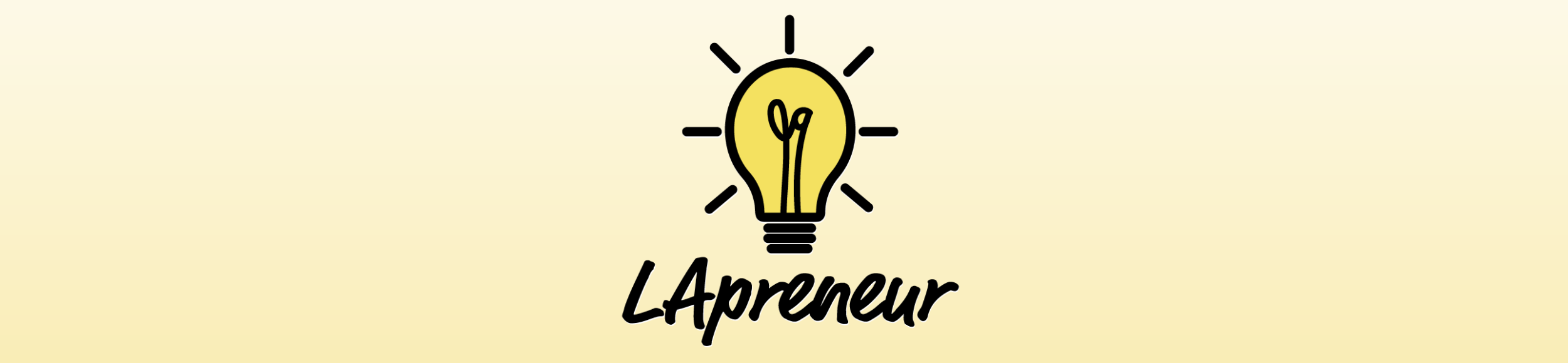 LApreneur Program logo - black line drawing of a lightbulb with LApreneur in casual script font over gradient yellow background