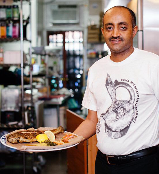 Eyob Tadesse, co-owner of Buna Ethiopian Restaurant and Market