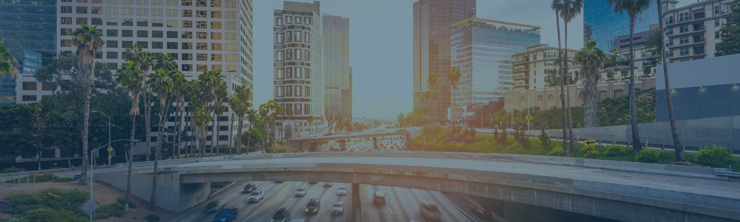 downtown Los Angeles overlooking the 101 southbound freeway from the 4th Street overpass