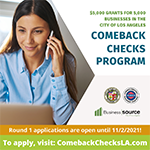Latina small business owner applying for the Comeback Checks Program