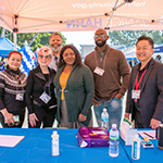 EWDD General Manager Carolyn Hull (center) poses with Harbor WorkSource Center staff at the Harbor Regional Connect-LA Job Fair in early March 2023